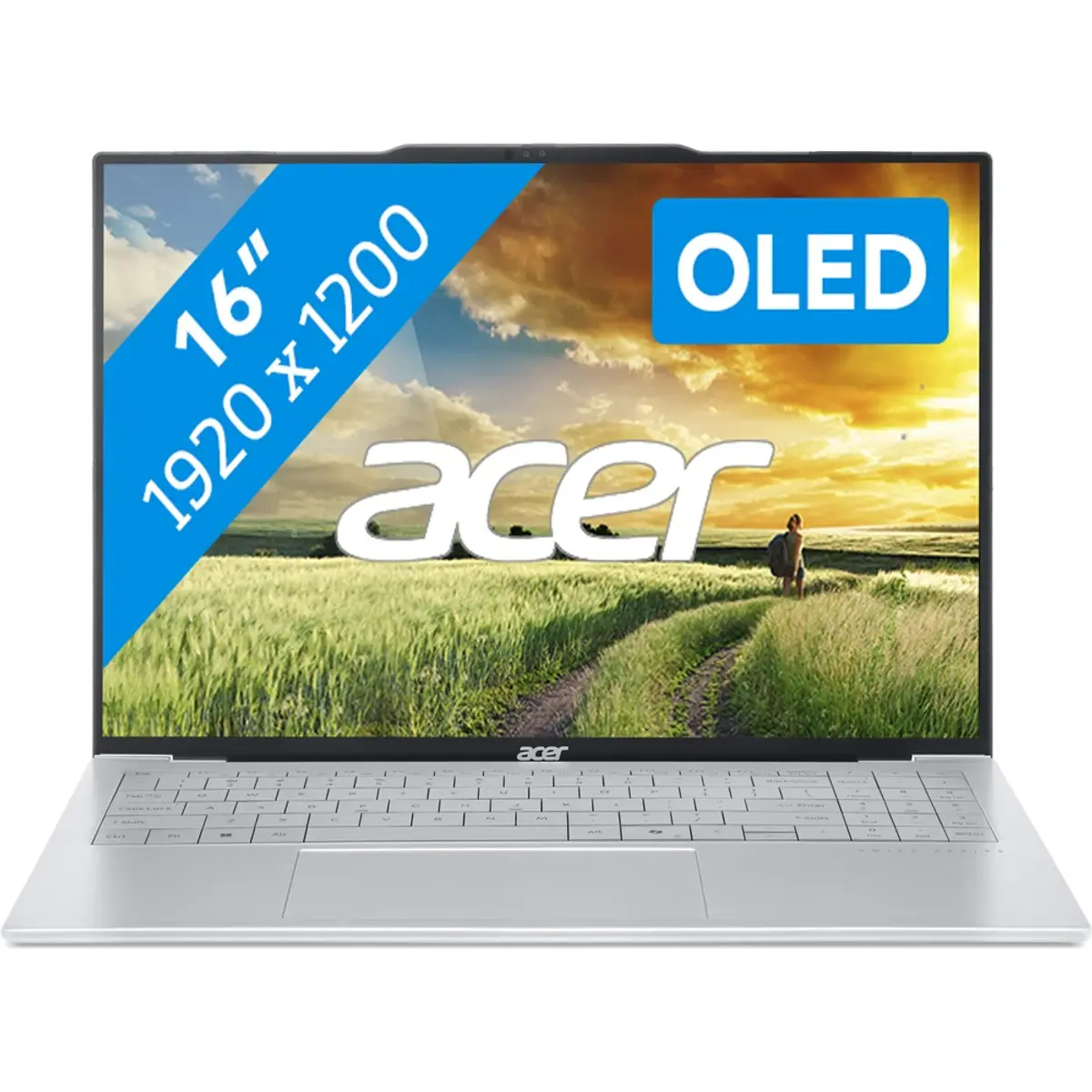 Acer Swift Air OLED Copilot+ PC SFA16-61M-R7WG, coloris Argent, vue de face