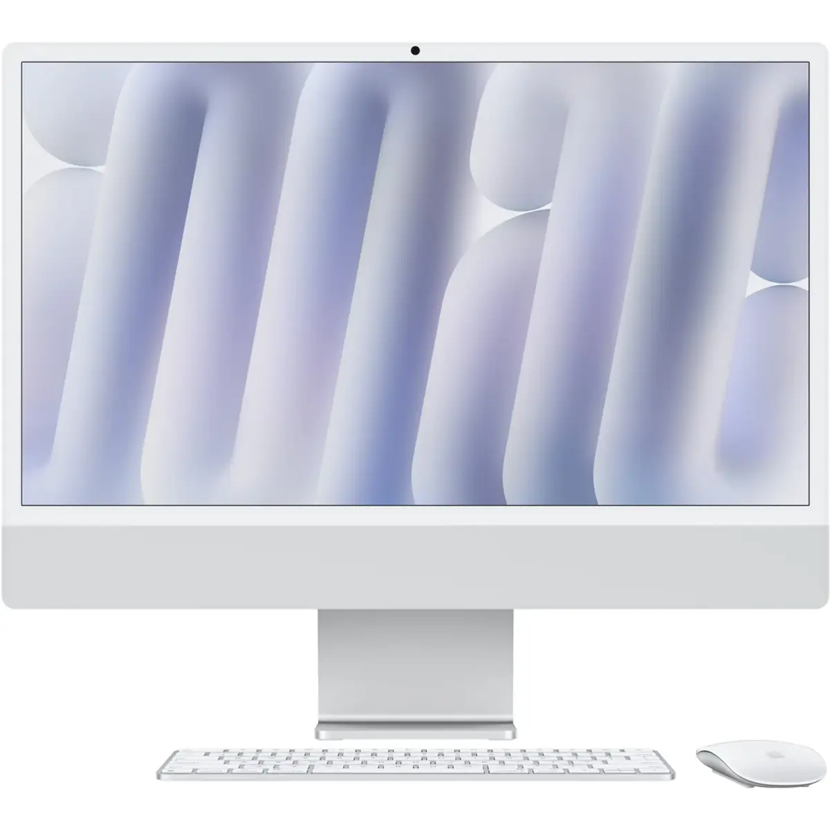 Apple iMac 24" M4 (8 core CPU 8 core GPU), coloris Argent, vue de face