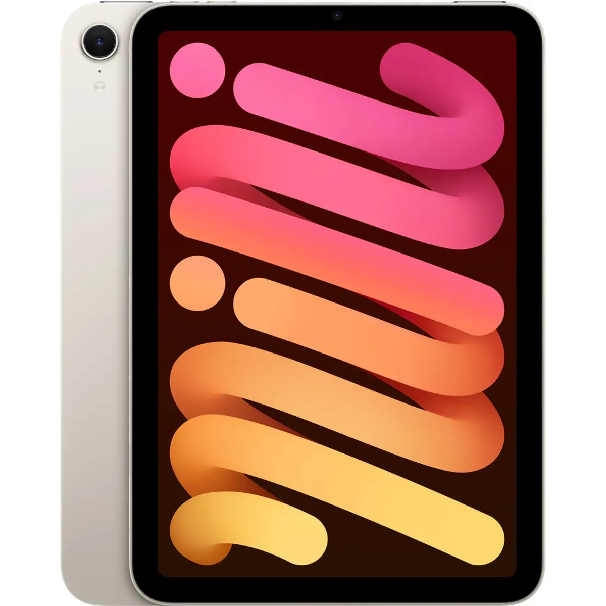 Apple iPad Mini 7 (2024) Wi-Fi, coloris Or Blanc, vue de face