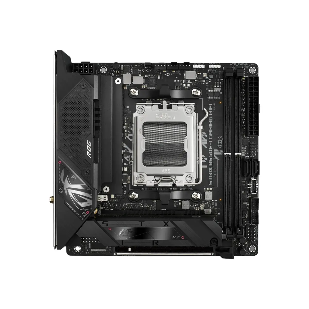 ASUS ROG Strix B650E-I GAMING Wi-Fi, vue de face