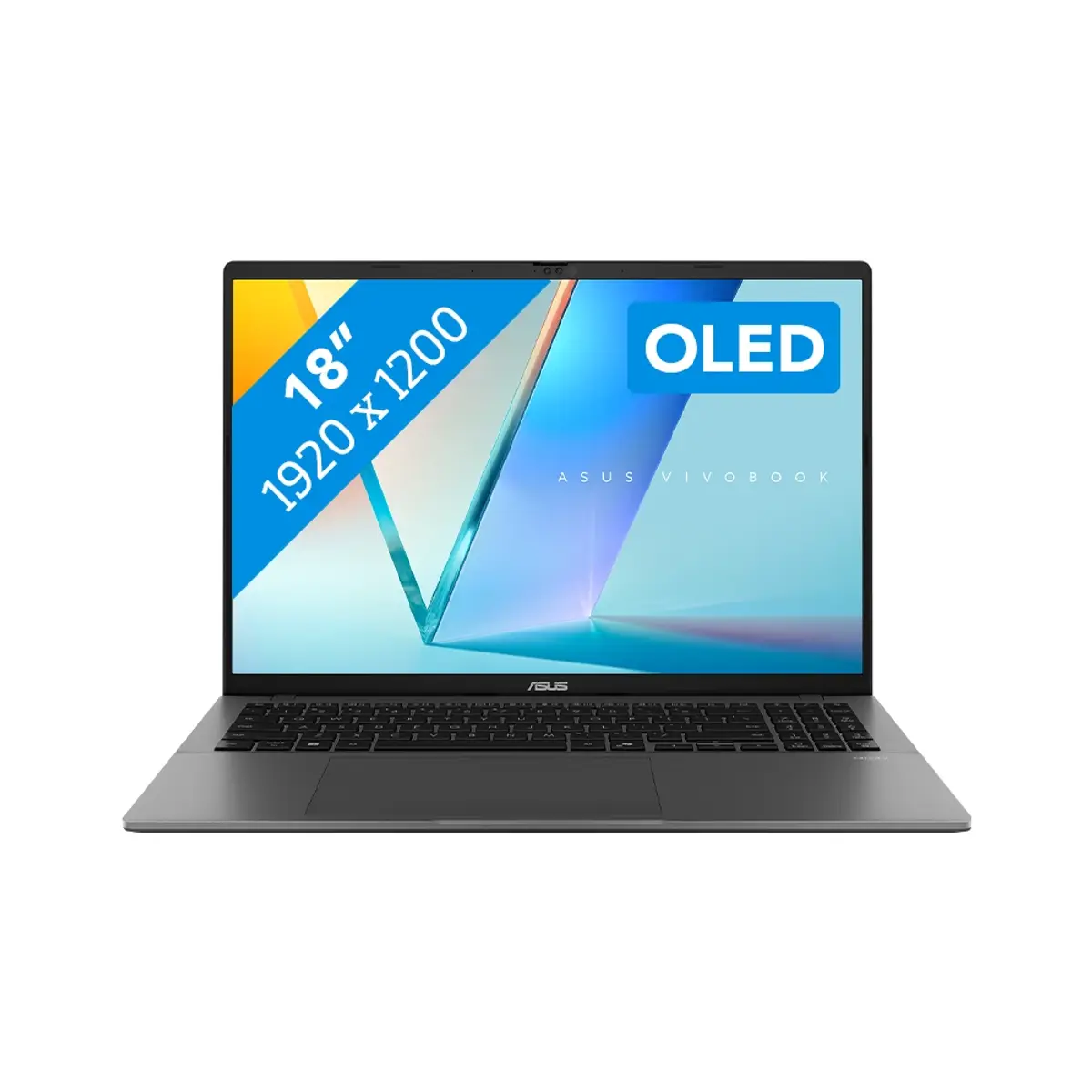 ASUS Vivobook 18 Copilot+ PC M1807GA-S8NADW, coloris Gris, vue de face