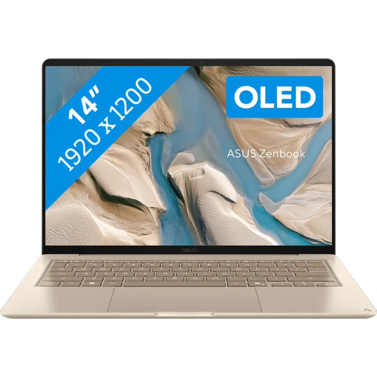 ASUS Zenbook 14 OLED Copilot+ PC UX3480KA-U1284W, coloris Beige, vue de face