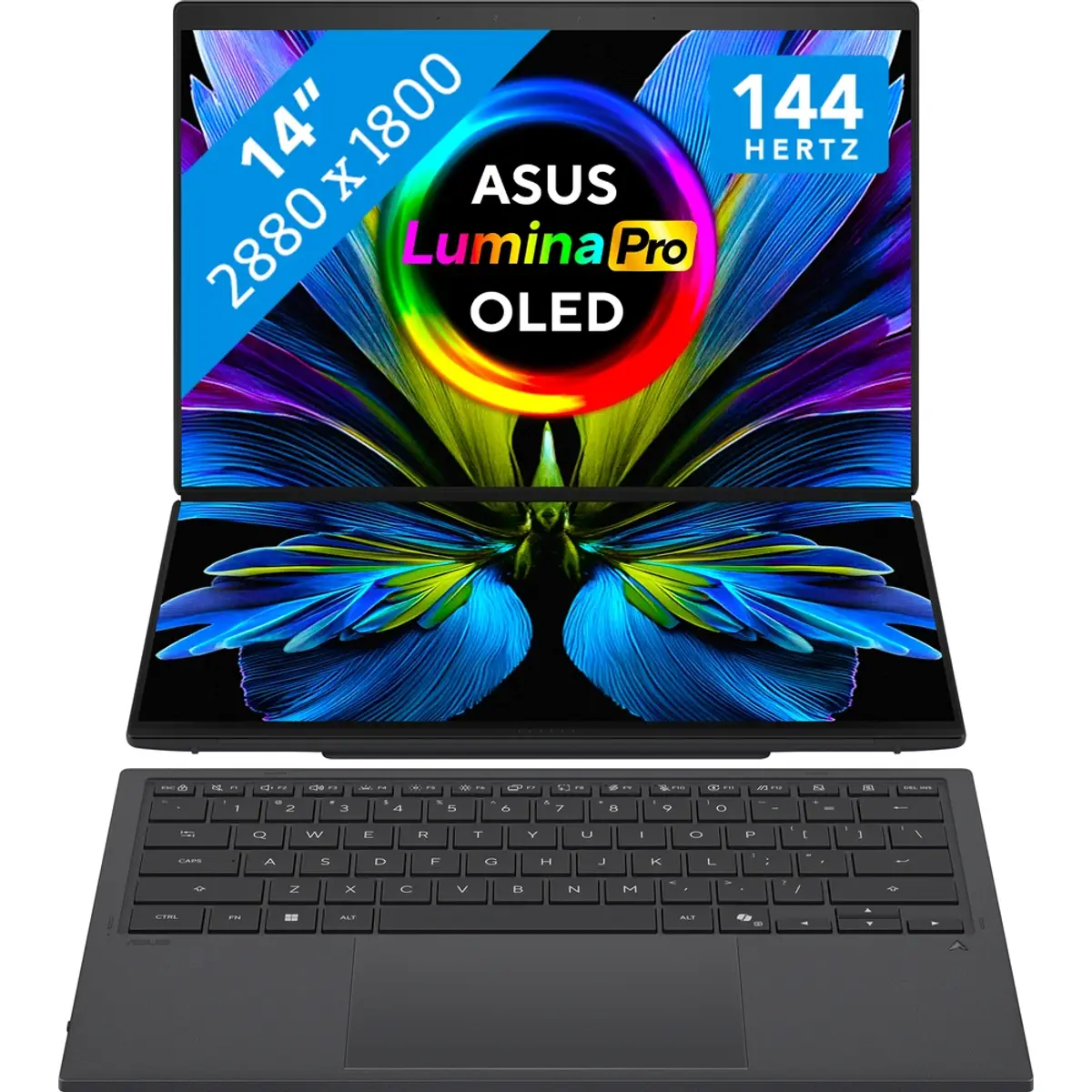 ASUS Zenbook Duo OLED Copilot+ PC UX8407AA-SN481WS, coloris Gris, vue de face