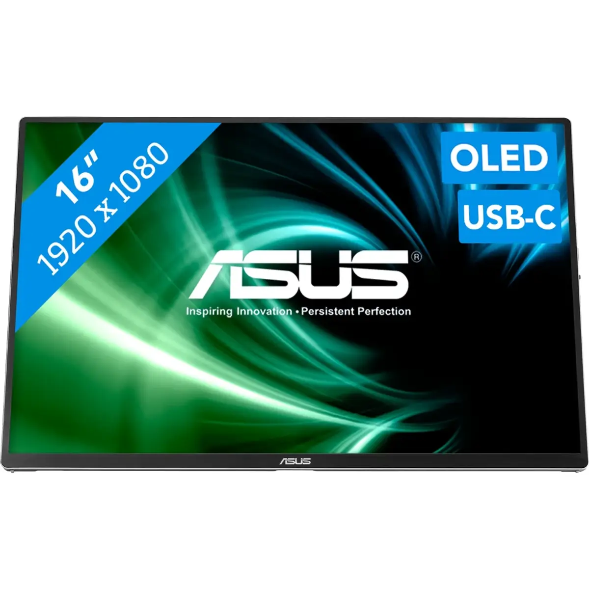 ASUS ZenScreen MQ16FC OLED, coloris Noir, vue de face