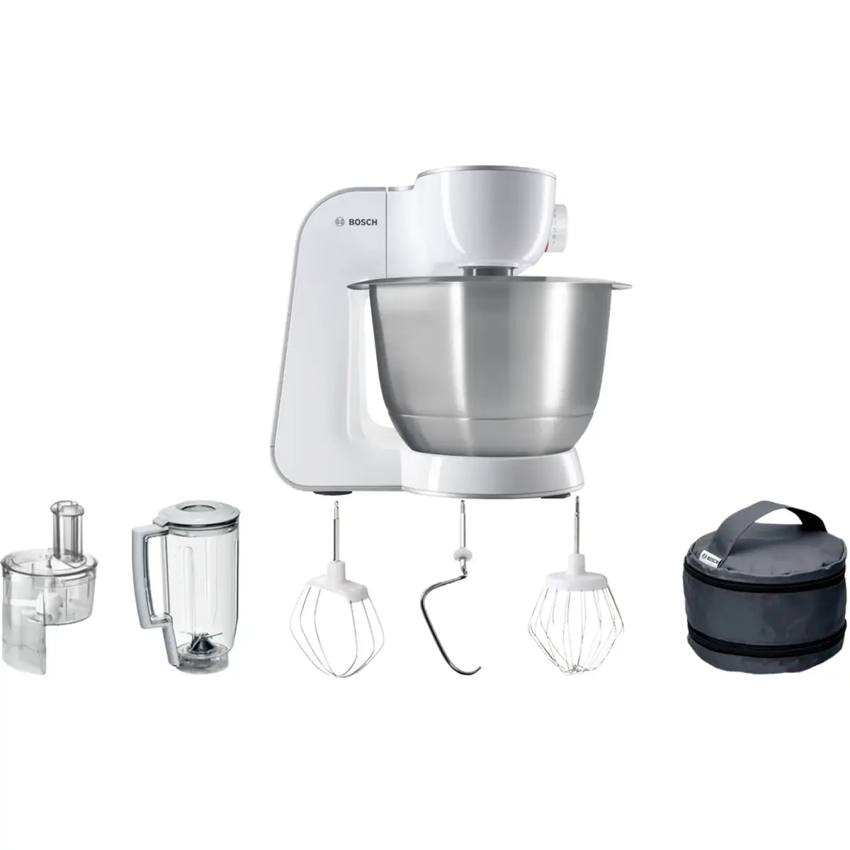Bosch MUM58W20, coloris Argent, vue de face