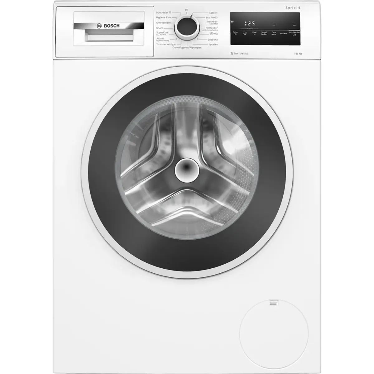 Bosch WAN2827CNL Iron Assist, coloris Blanc, vue de face