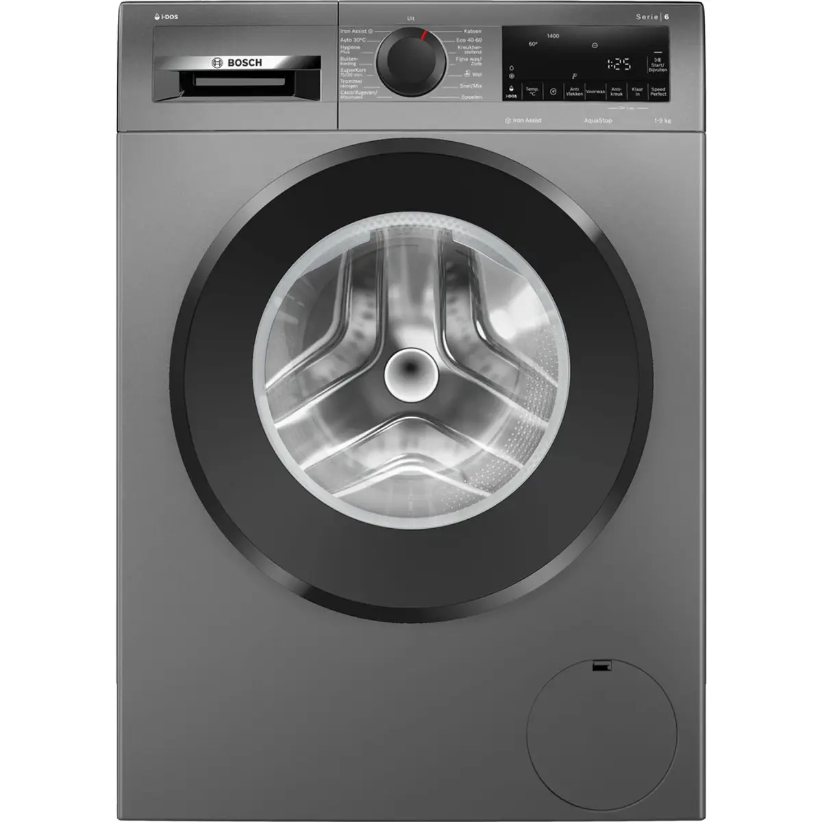 Bosch WGG244FNNL i-DOS, coloris Noir, vue de face