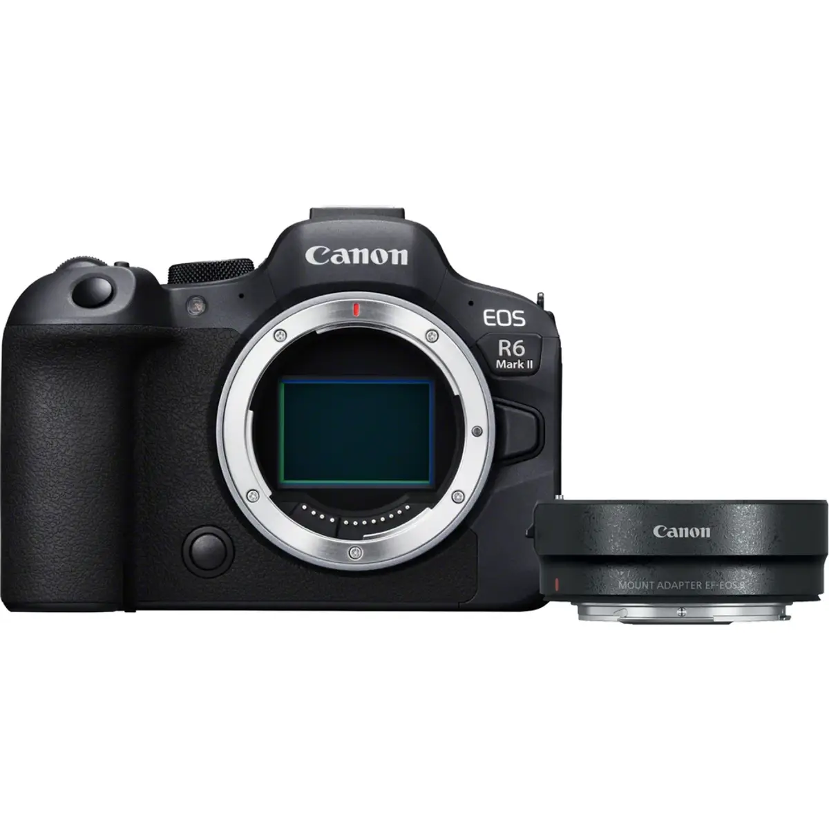 Canon EOS R6 Mark II + EF-EOS R Adaptateur, coloris Noir, vue de face
