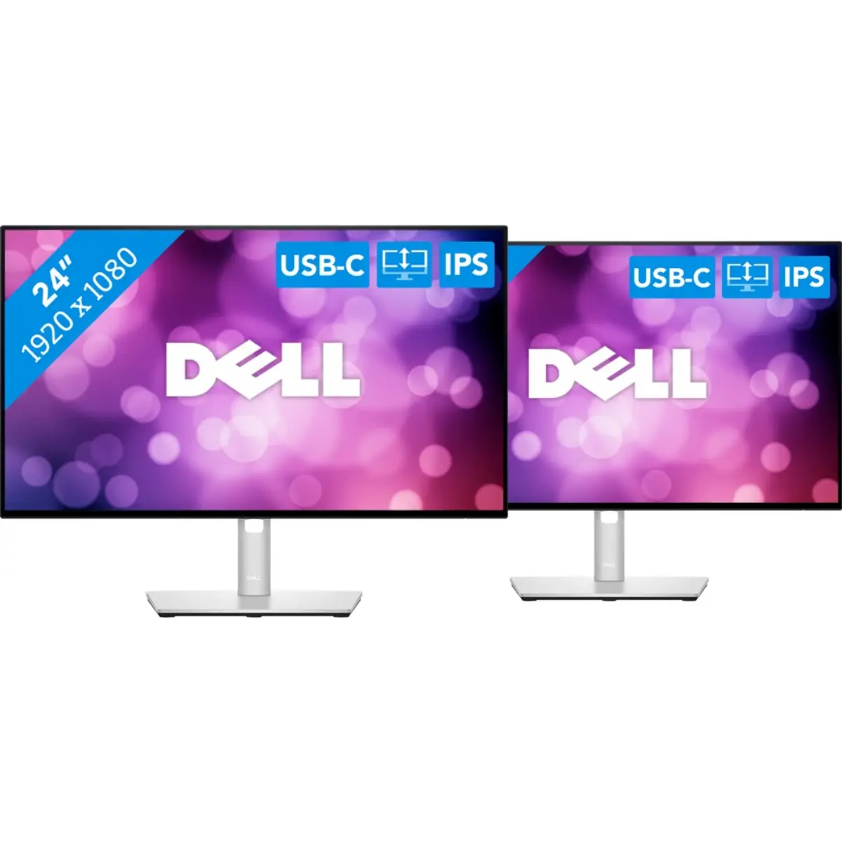 Dell 2x Dell U2422H, coloris Noir, vue de face