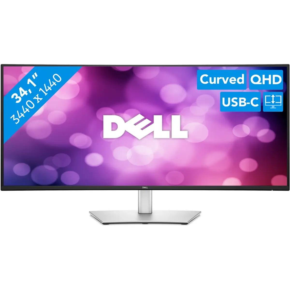 Dell Pro Plus P3425WE Curved, coloris Gris, Noir, vue de face