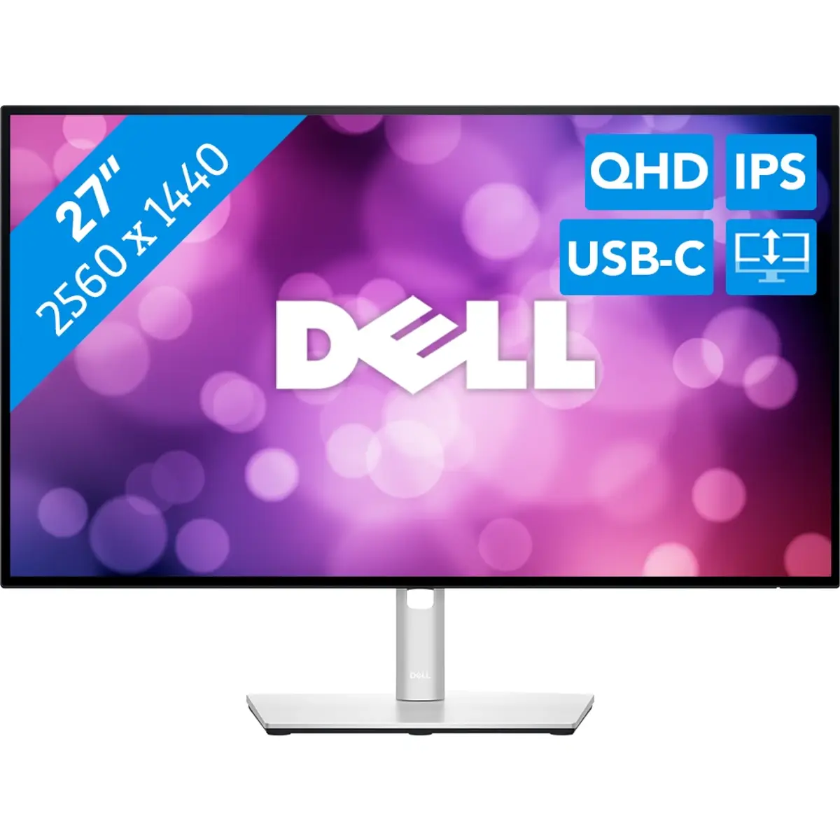 Dell U2722D, coloris Noir, vue de face