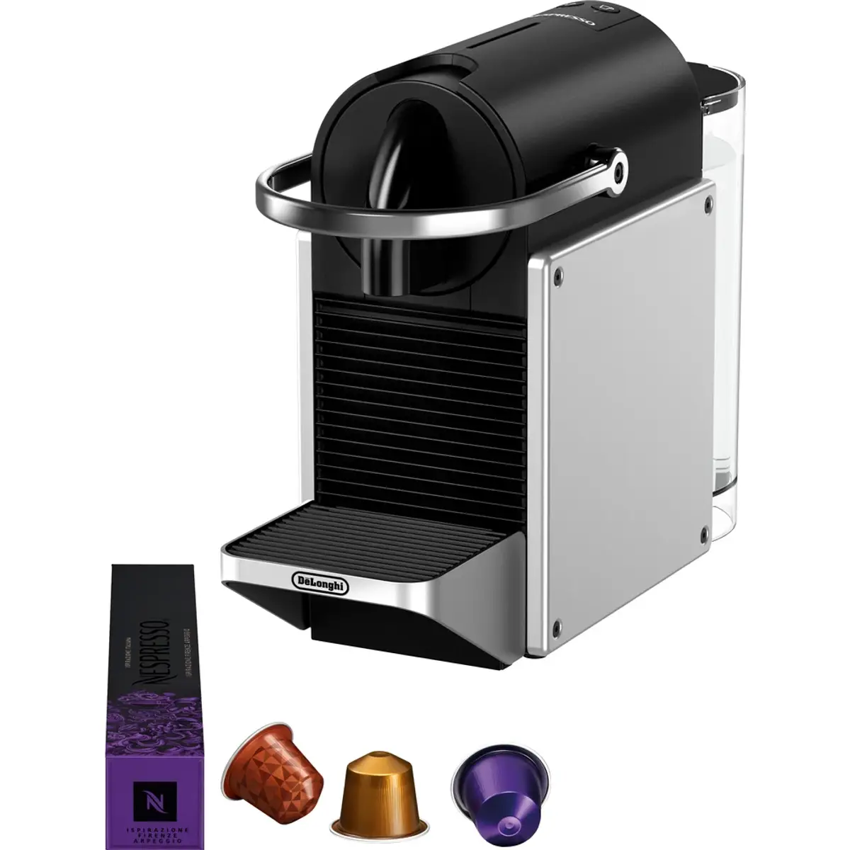 DeLonghi De'Longhi Nespresso Pixie EN127.S, coloris Gris, vue de face