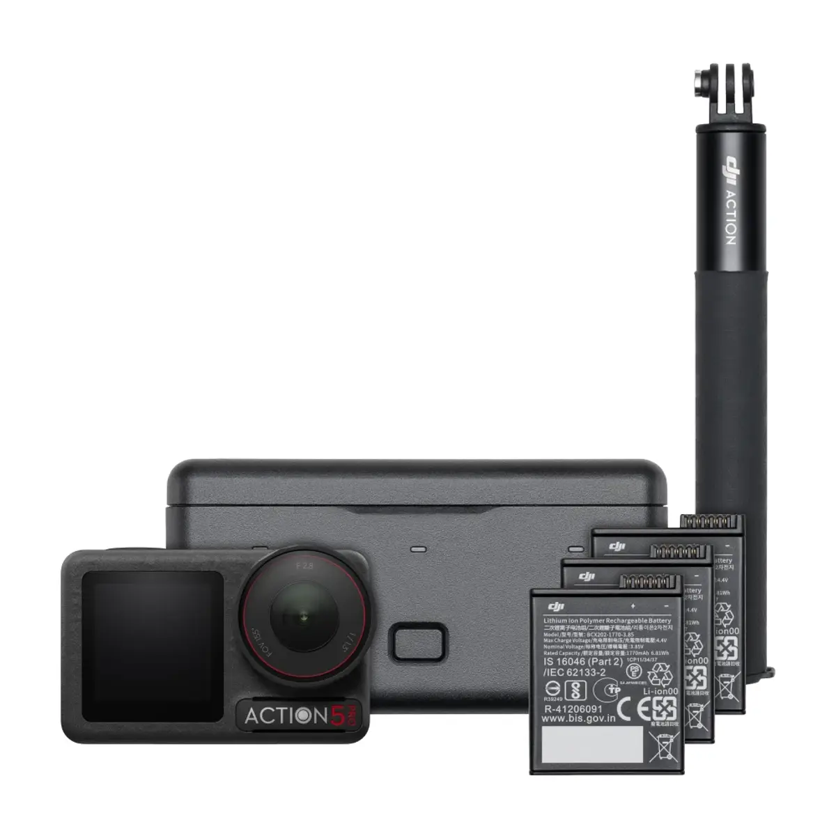 DJI Osmo Action 5 Pro Adventure Combo, coloris Noir, vue de face