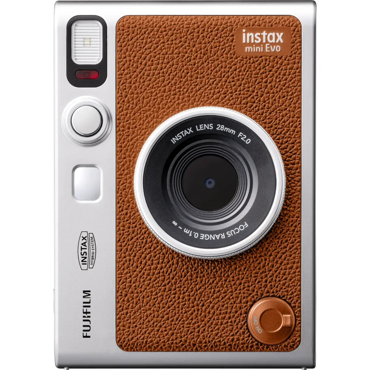 Fujifilm Instax Mini EVO Brun, coloris Marron, vue de face