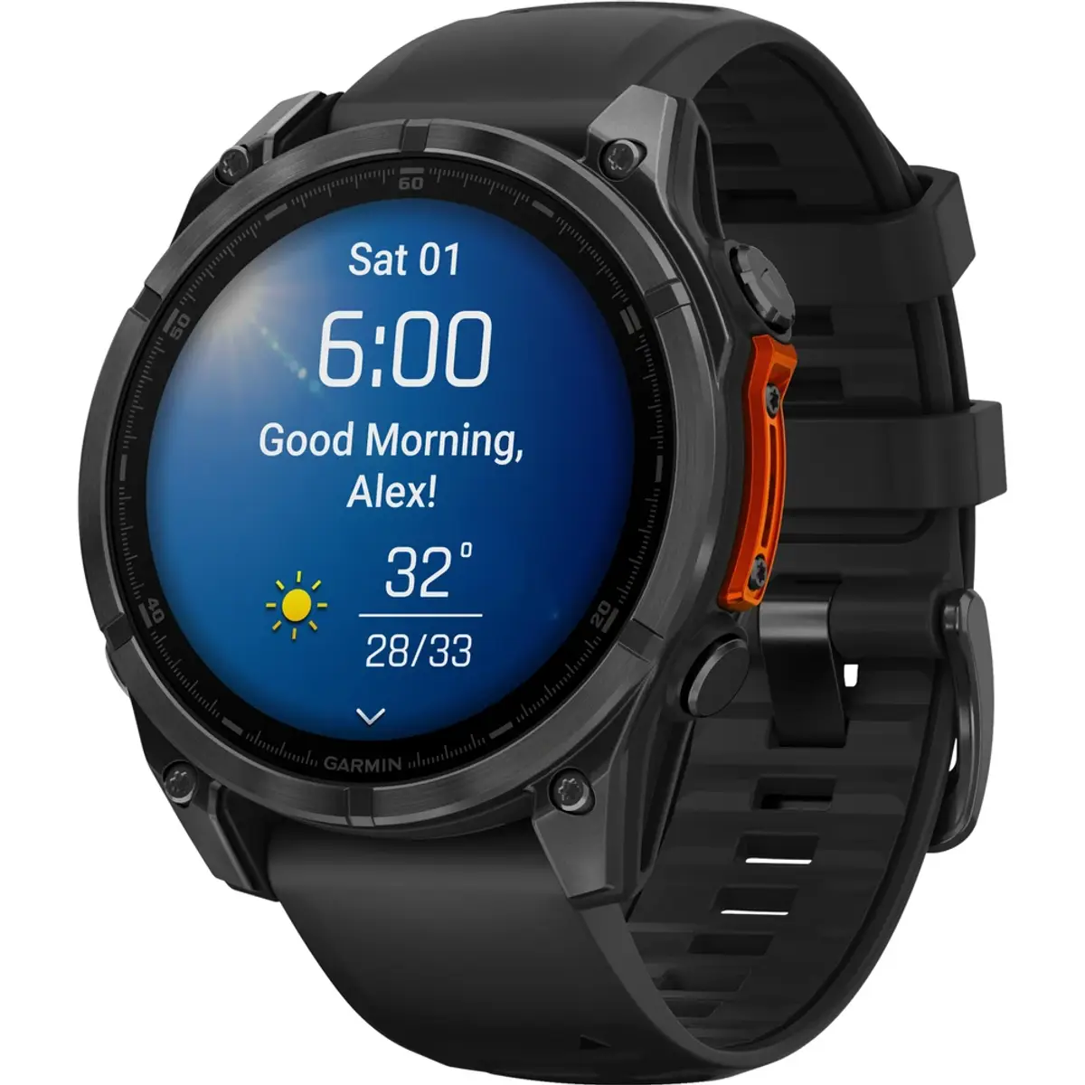 Garmin Fenix 8 Noir 47 mm, coloris Noir, vue de face