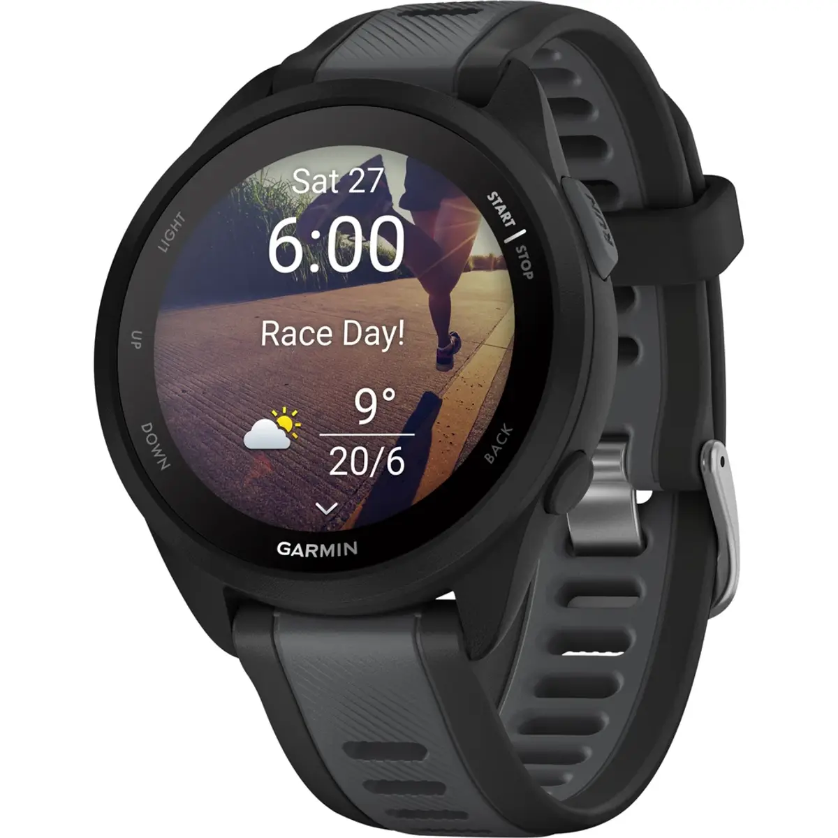 Garmin Forerunner 165 Noir/Gris, coloris Noir / Gris, vue de face