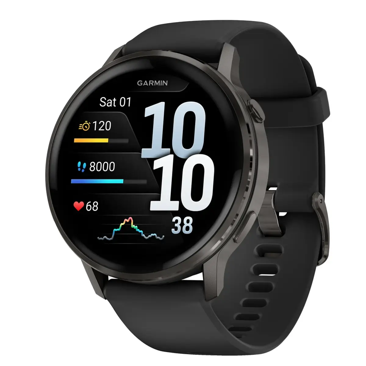 Garmin Venu 4 45 mm, coloris Noir, vue de face