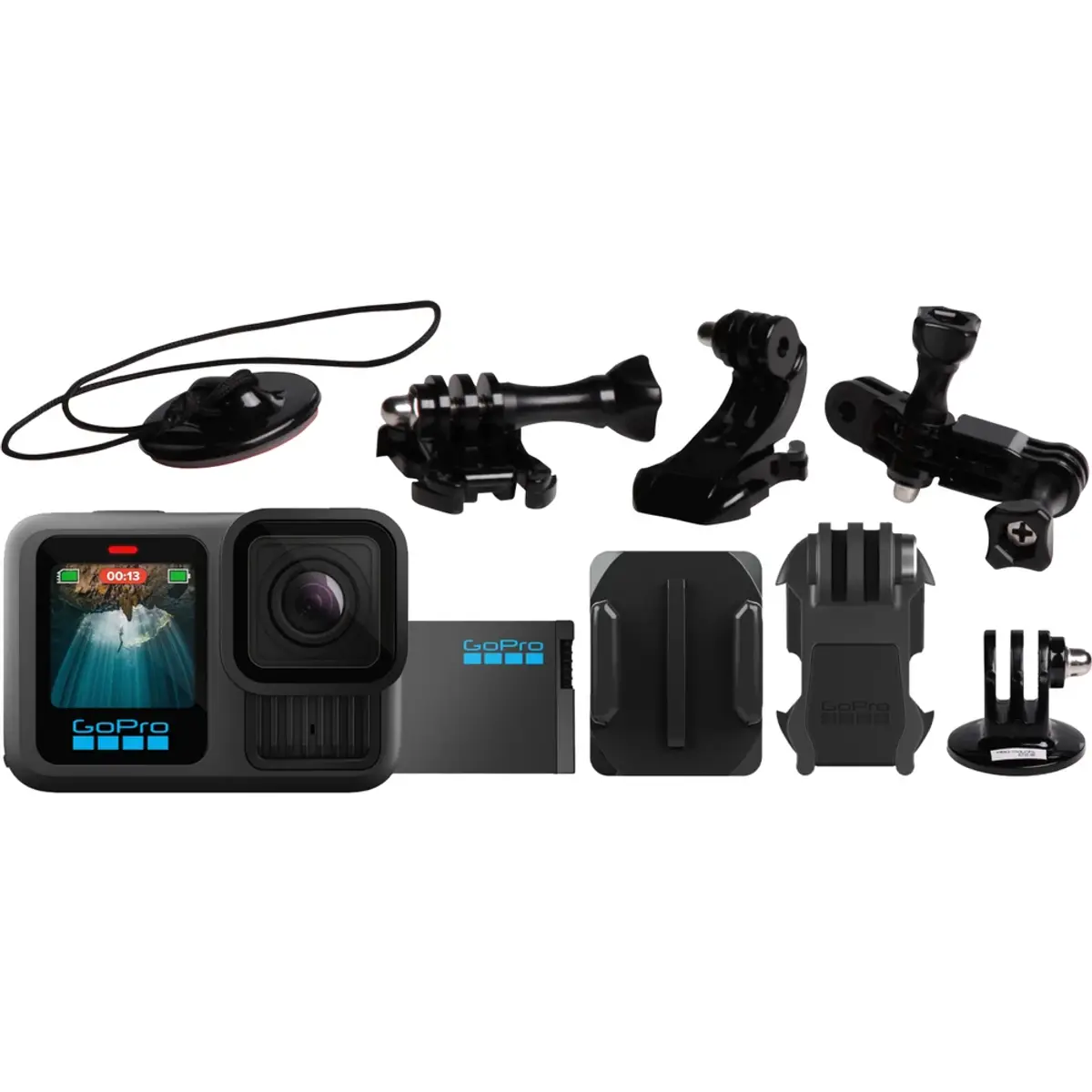 GoPro HERO 13 Black kit de fixation, coloris Black, vue de face