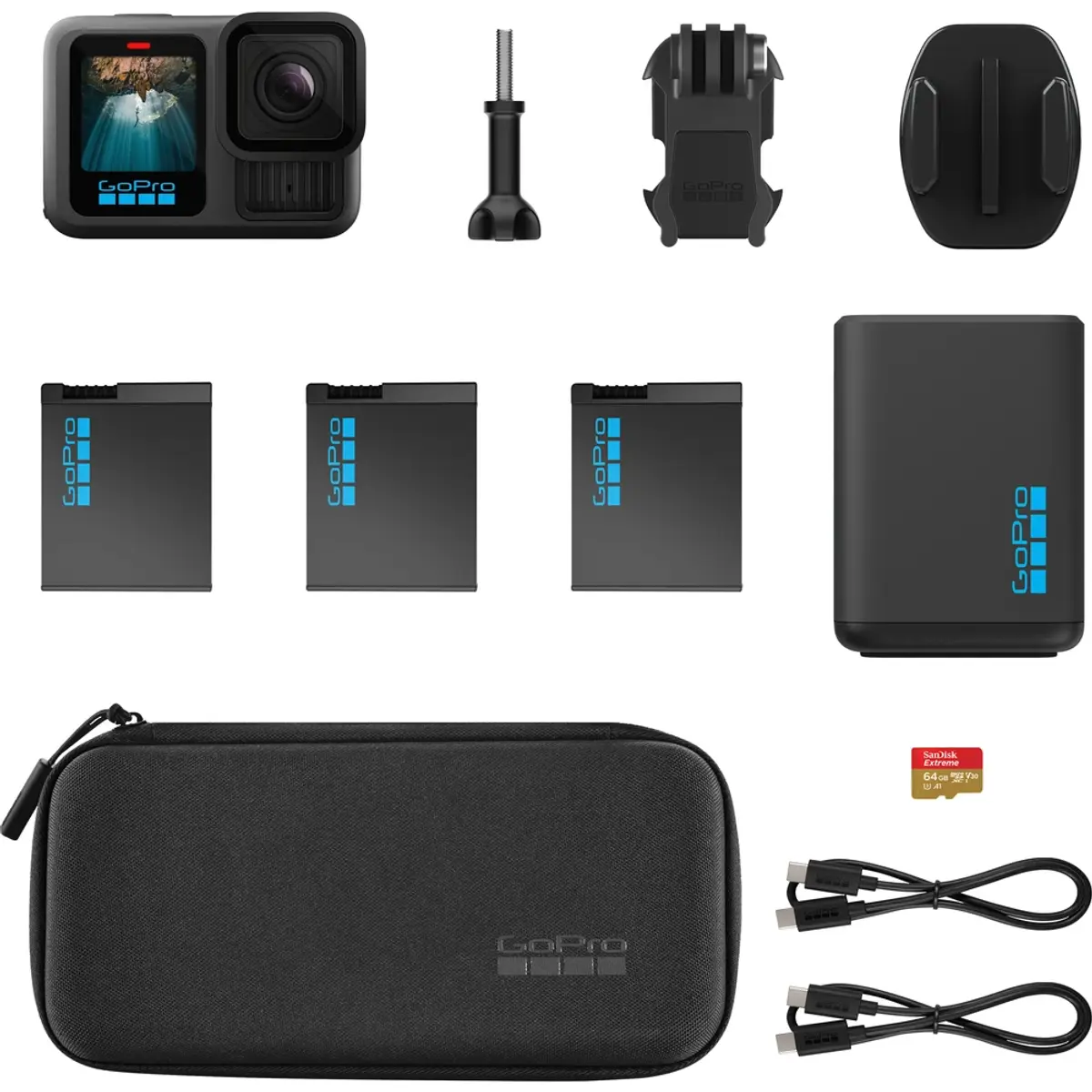 GoPro HERO 13 Power Bundle, coloris Noir, vue de face