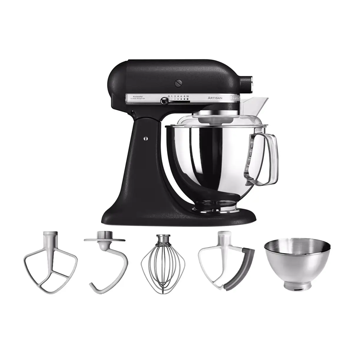 KitchenAid Artisan Mixer 5KSM175PS noir volcan, coloris noir, vue de face
