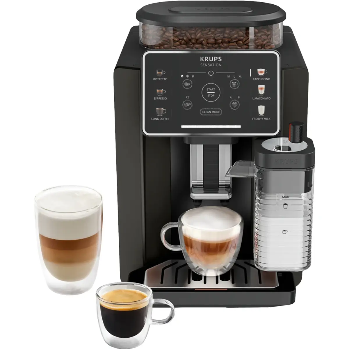 Krups Sensation Milk M50 EA9129, coloris Noir, vue de face