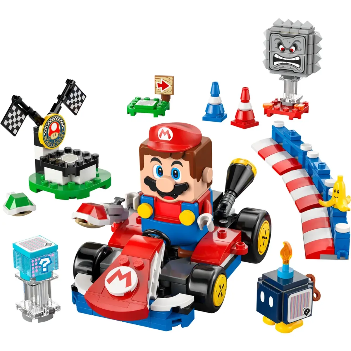 LEGO Super Mario Mario Kart LEGO Mario Interactif et Kart Standard 72043, coloris Multicolore, vue de face