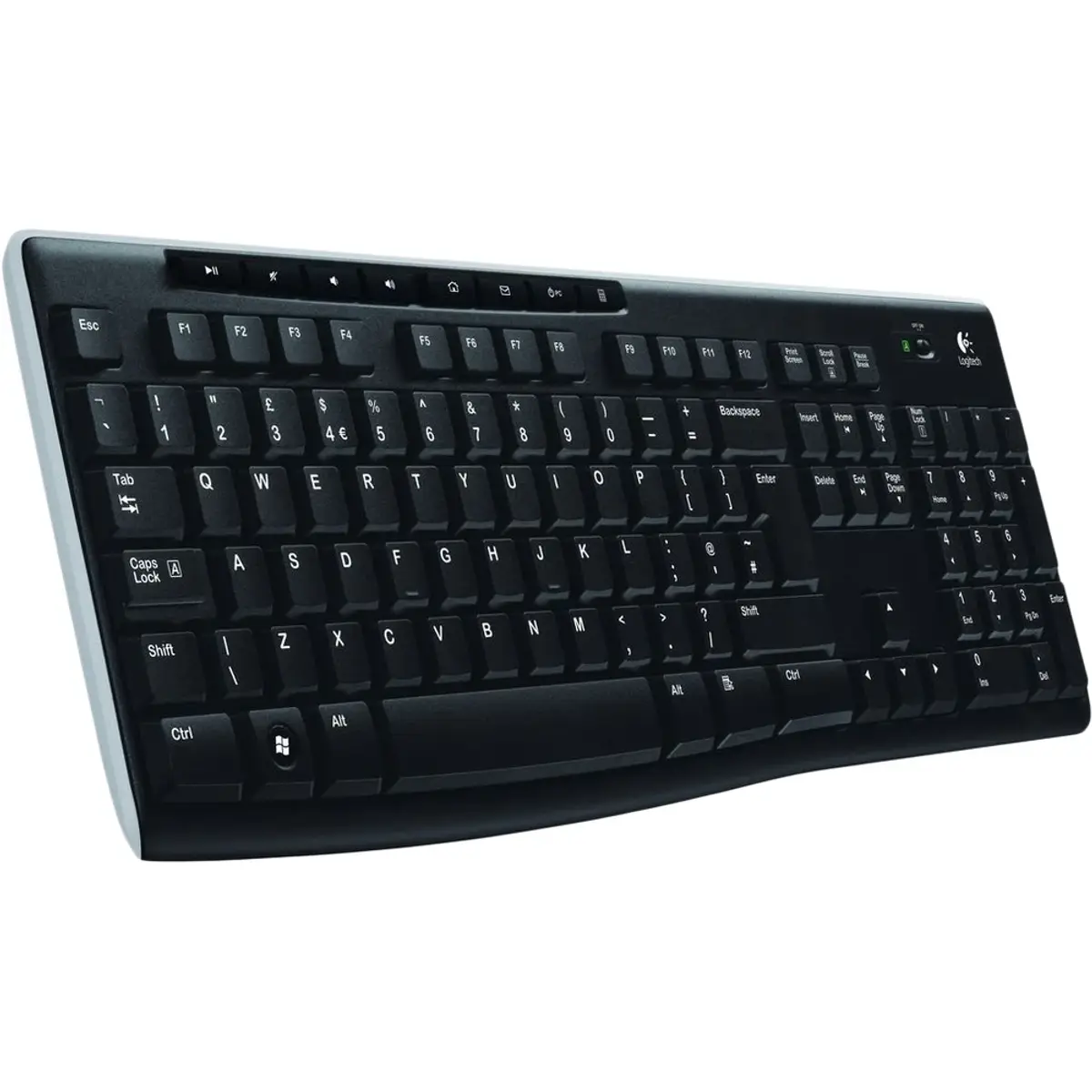 Logitech K270 sans fil clavier QWERTY, coloris Noir, vue de face
