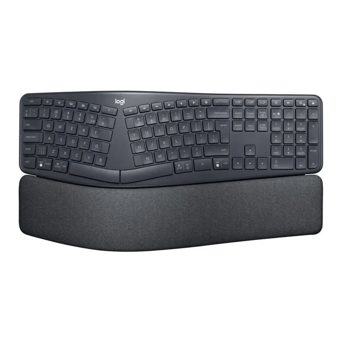 Logitech K860 ergonomique sans fil clavier QWERTY, coloris Noir, vue de face