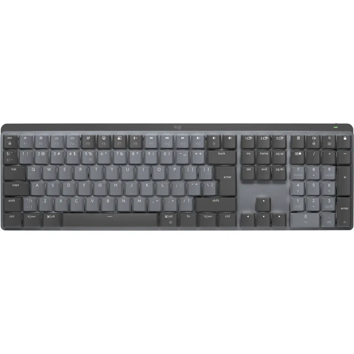 Logitech MX Mechanical sans fil clavier Metaal, coloris Noir, vue de face