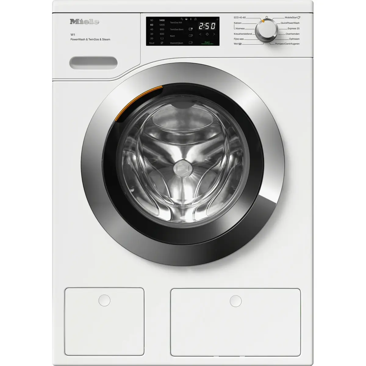 Miele WEG 888 WCS PowerWash & TwinDos & Steam, coloris Blanc, vue de face