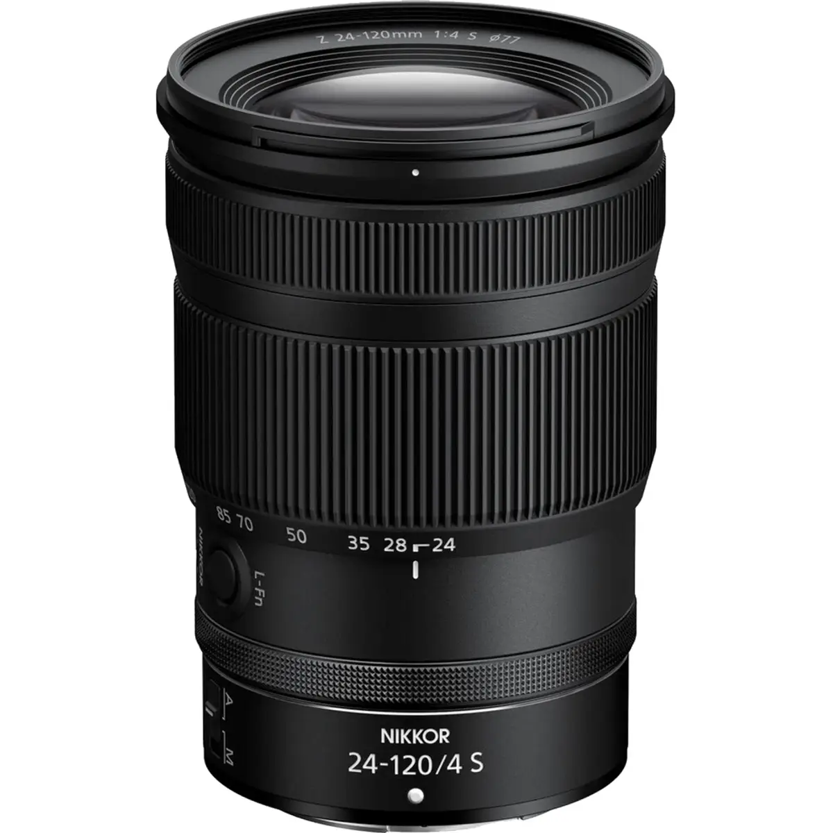 Nikon NIKKOR Z 24-120 mm f/4 S, coloris Noir, vue de face