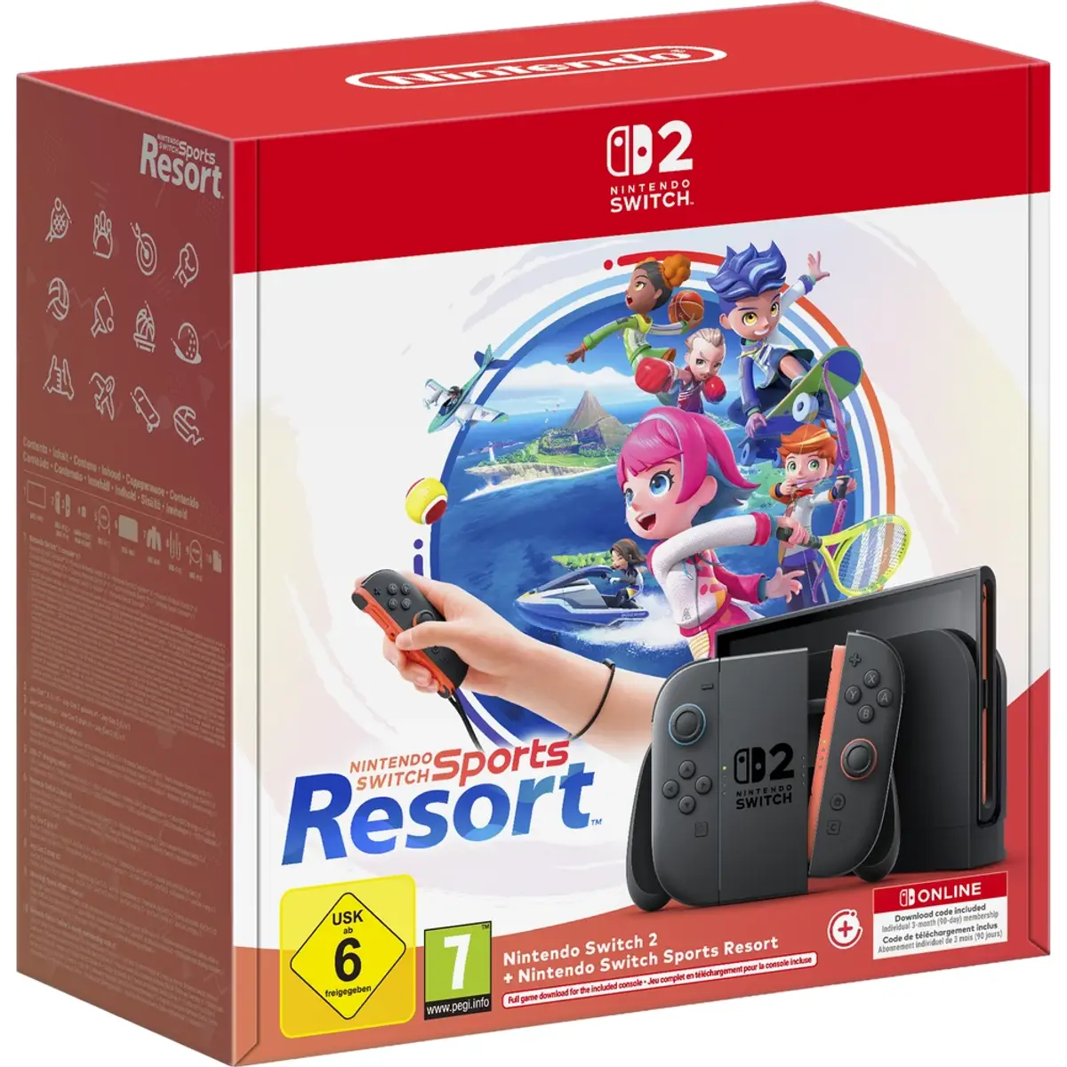 Nintendo Switch 2 + Nintendo Switch Sports Resort, coloris Noir, vue de face