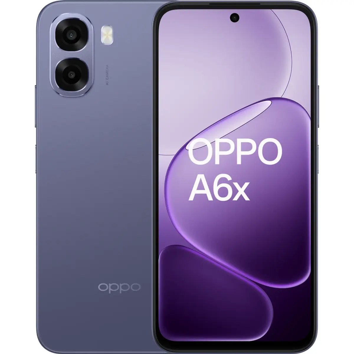 OPPO A6x 128 Go Mauve 4G, coloris Violet, vue de face