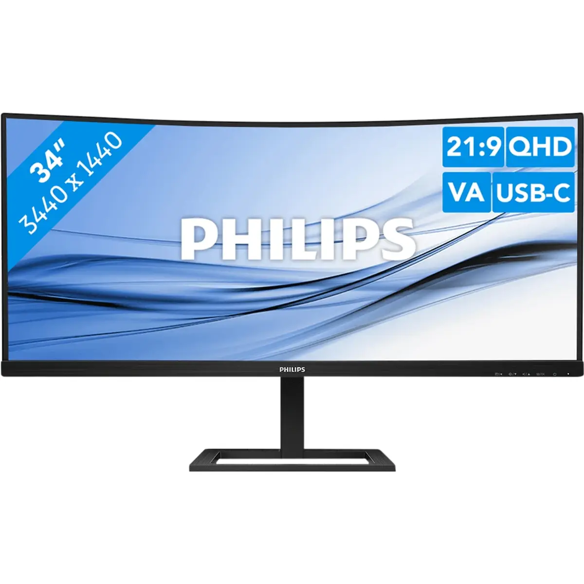 Philips 346E2CUAE/00, coloris Noir, vue de face