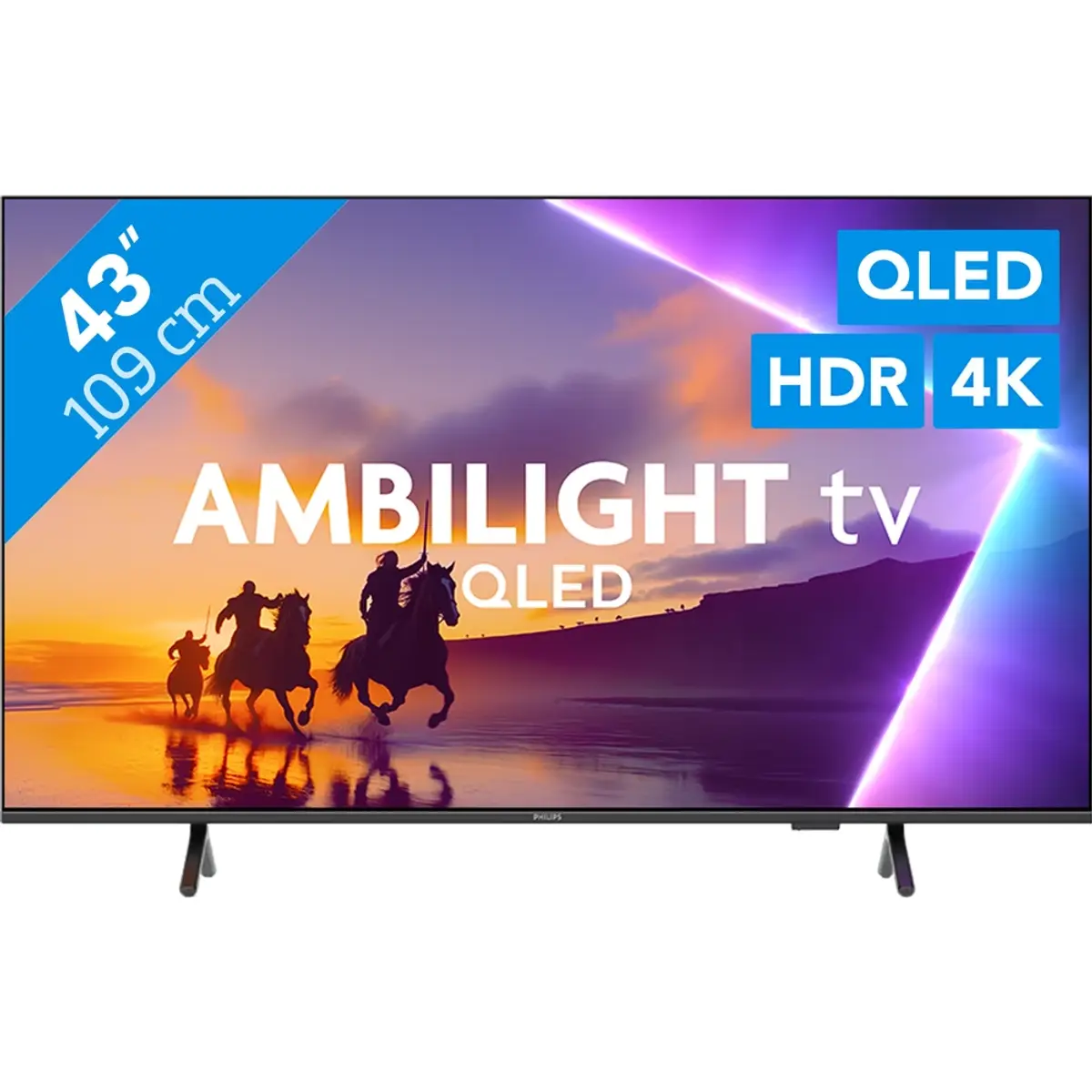 Philips Ambilight 43" PUS8550 QLED (2025), vue de face