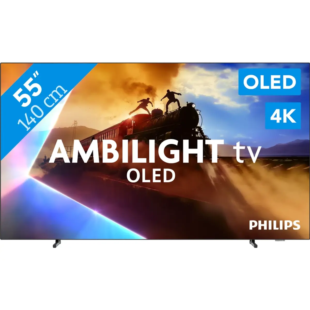 Philips Ambilight 55'' OLED760 4K (2025), coloris Noir, vue de face