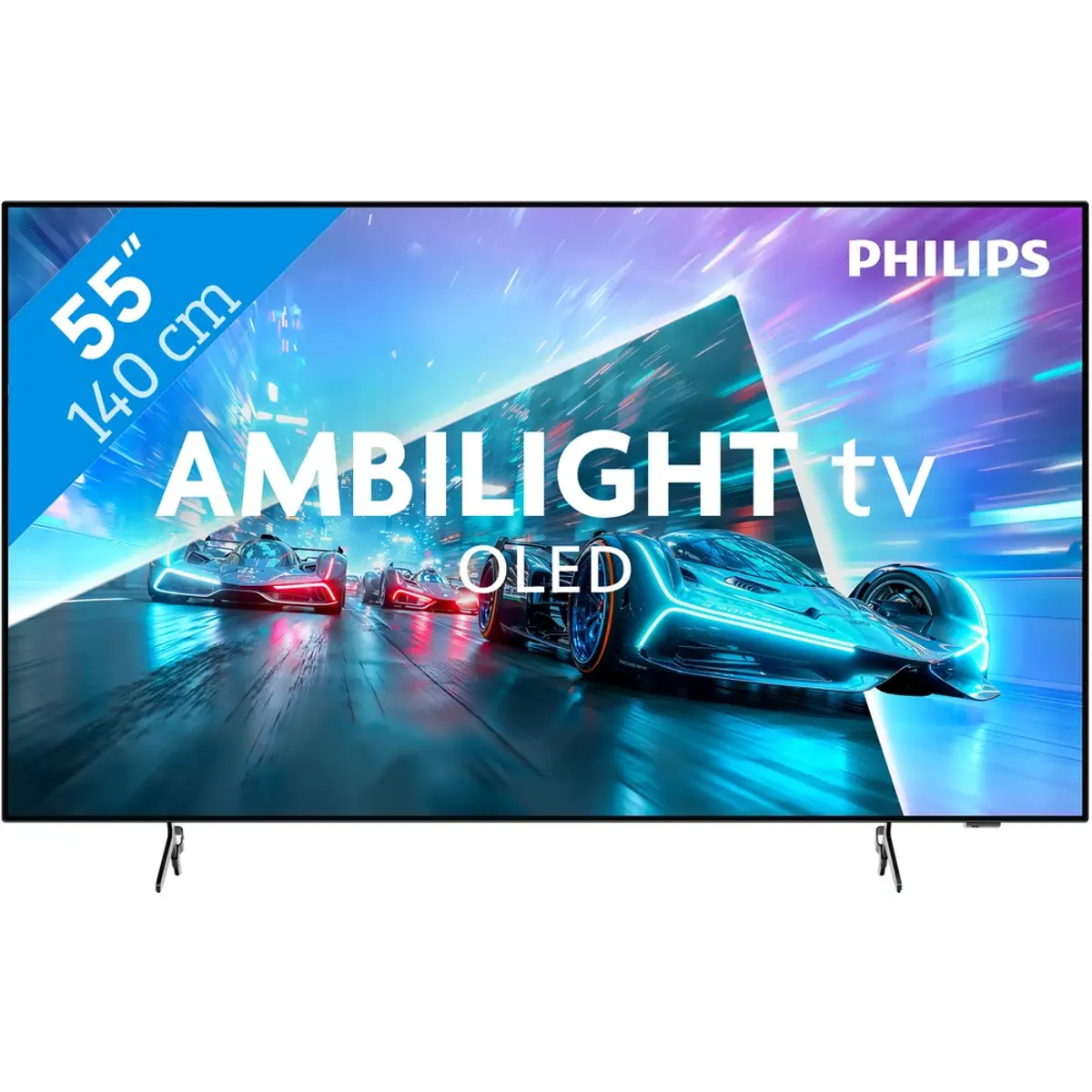 Philips Ambilight 55" OLED761 (2026), coloris Noir, vue de face