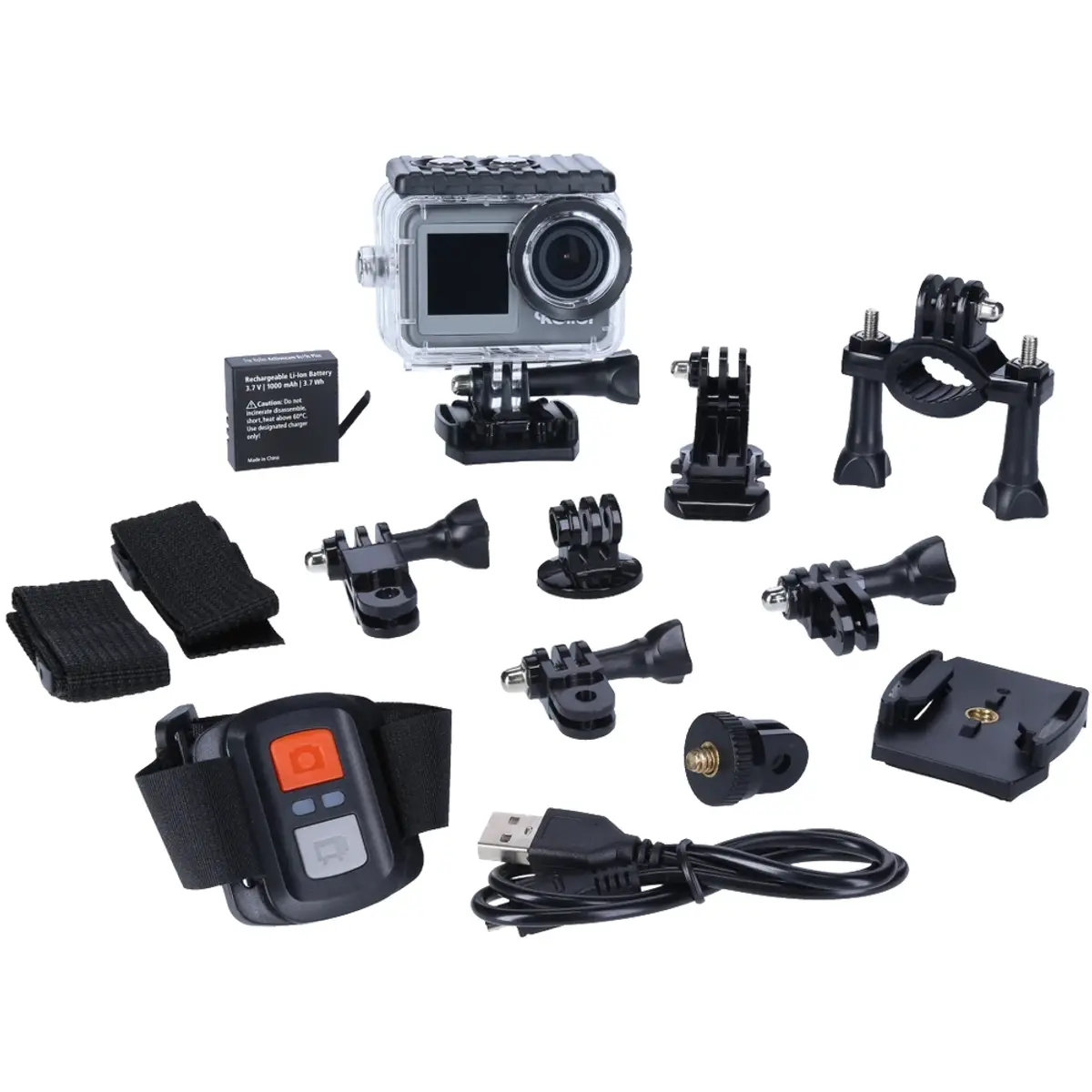 Rollei Actioncam 9S Plus avec Accessoires, coloris Gris, vue de face