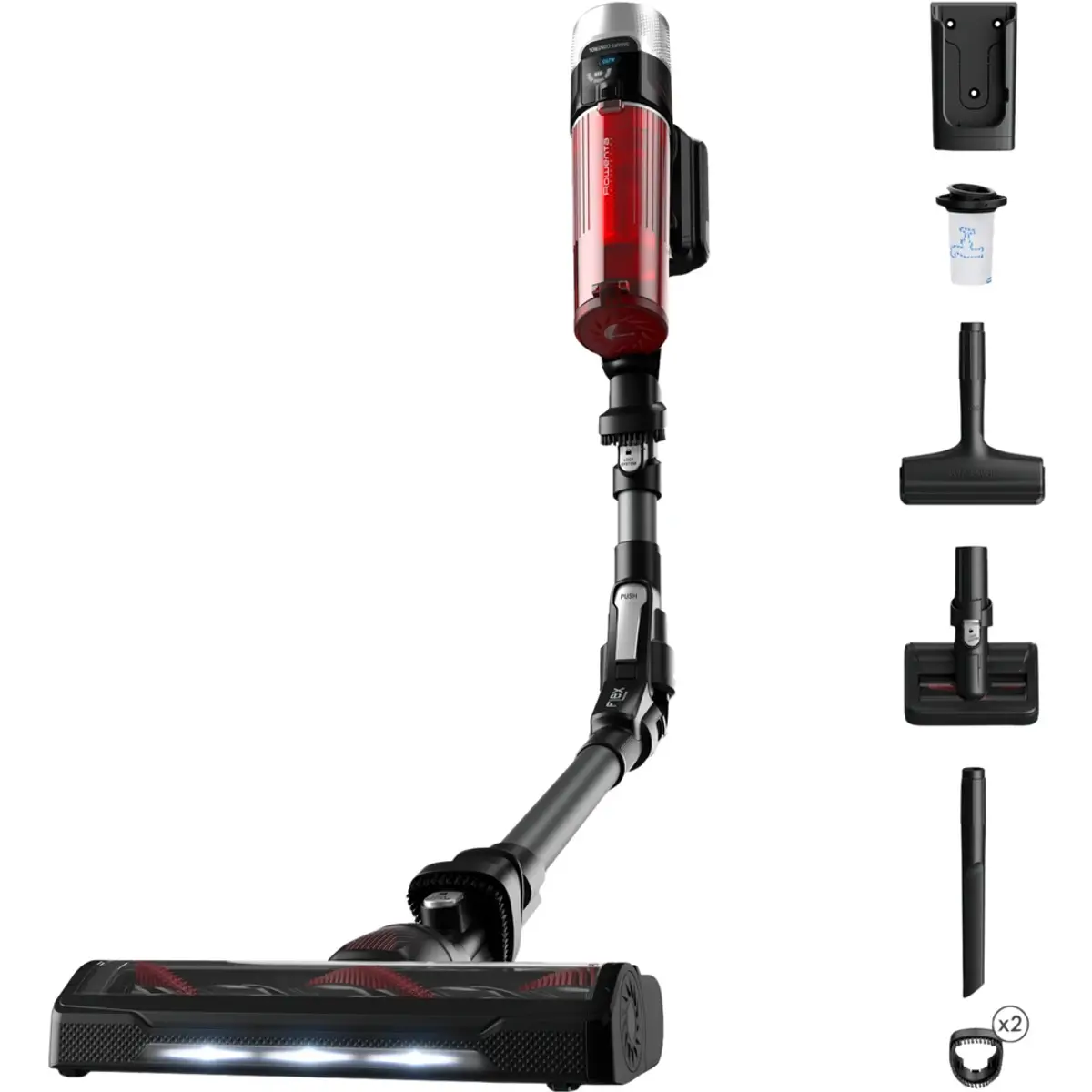 Rowenta X-Force Flex 9.60 RH2078, coloris Rouge, Noir, vue de face