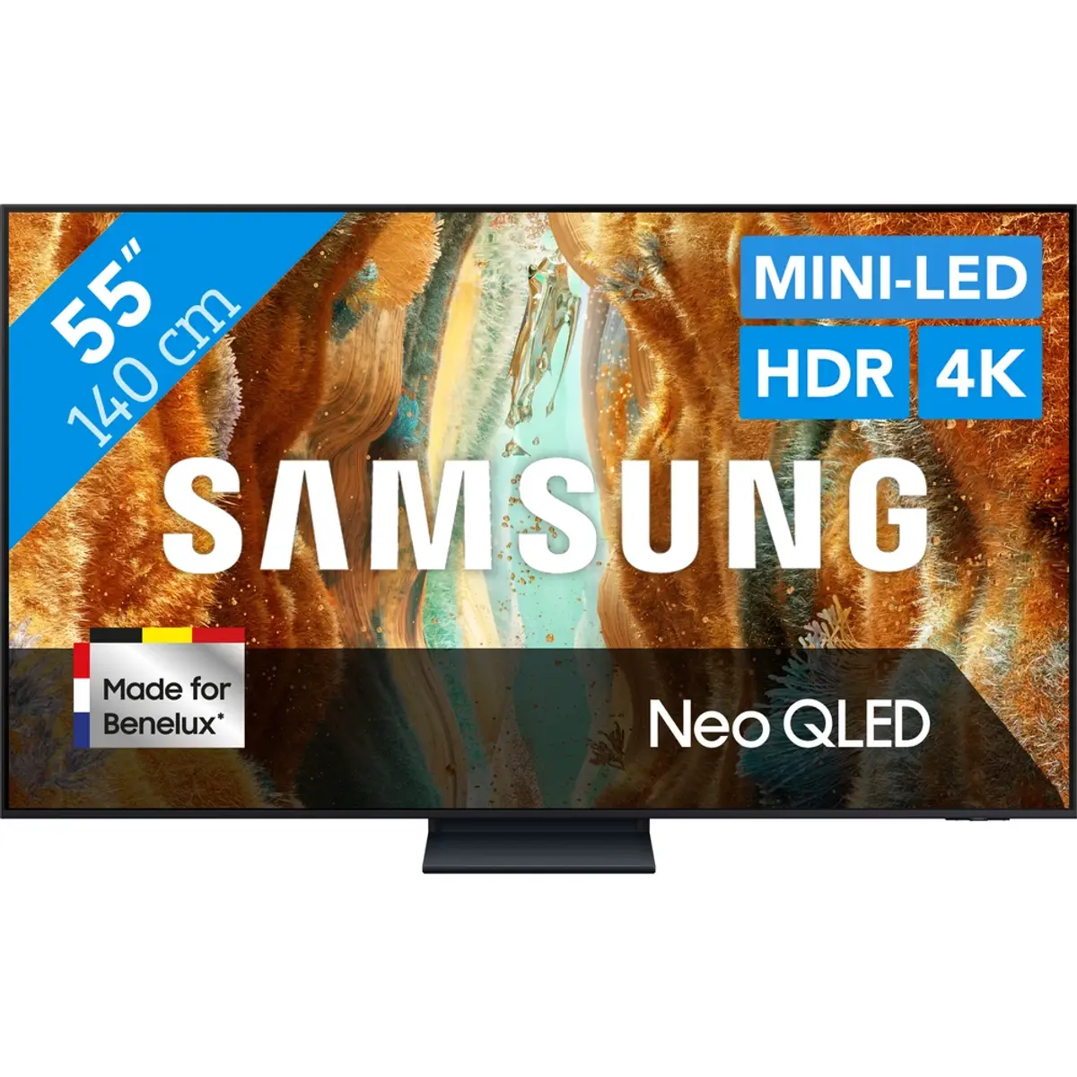 Samsung 55" Neo QLED QN73F 4K (2025), coloris Noir, vue de face