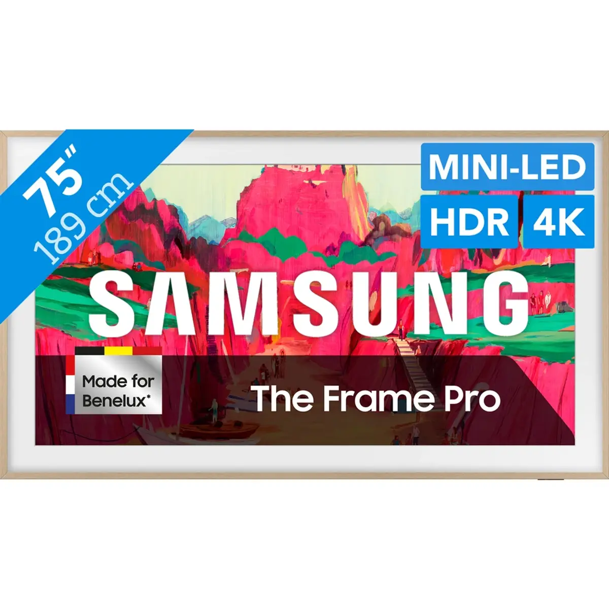 Samsung 75" The Frame Pro LS03FW 4K (2025), coloris Noir, vue de face