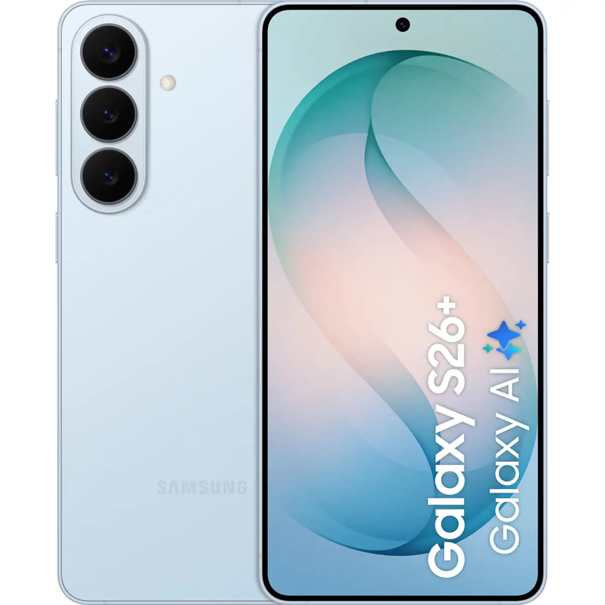 Samsung Galaxy S26 Plus 5G, coloris Bleu clair, vue de face