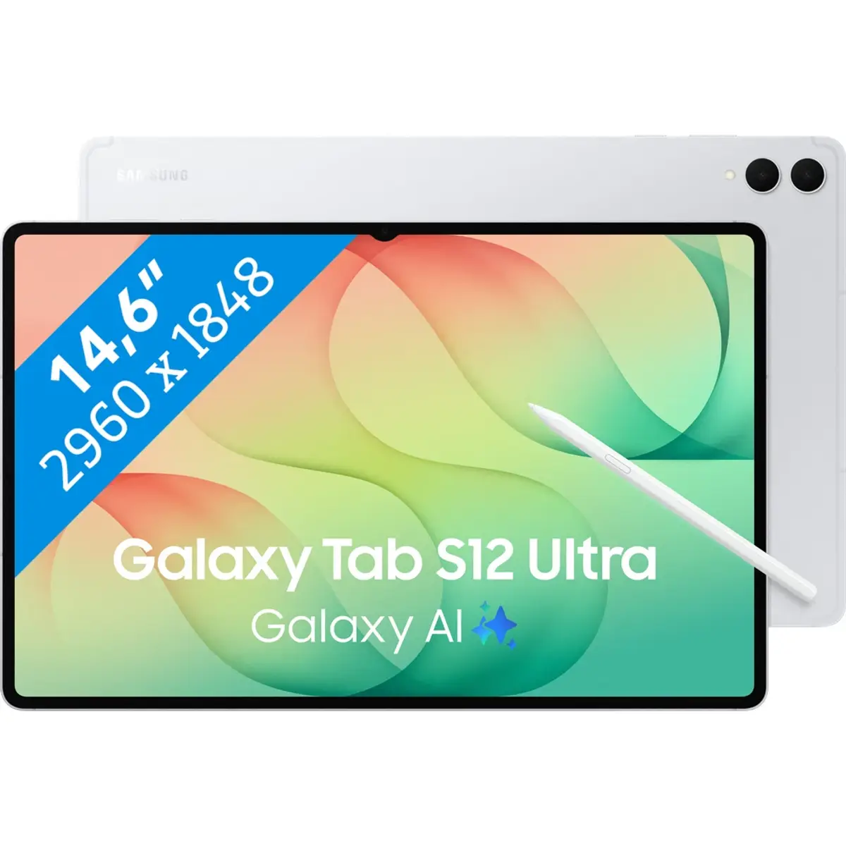 Samsung Galaxy Tab S12 Ultra 14,6 Pouces Wi-Fi, coloris Argent, vue de face