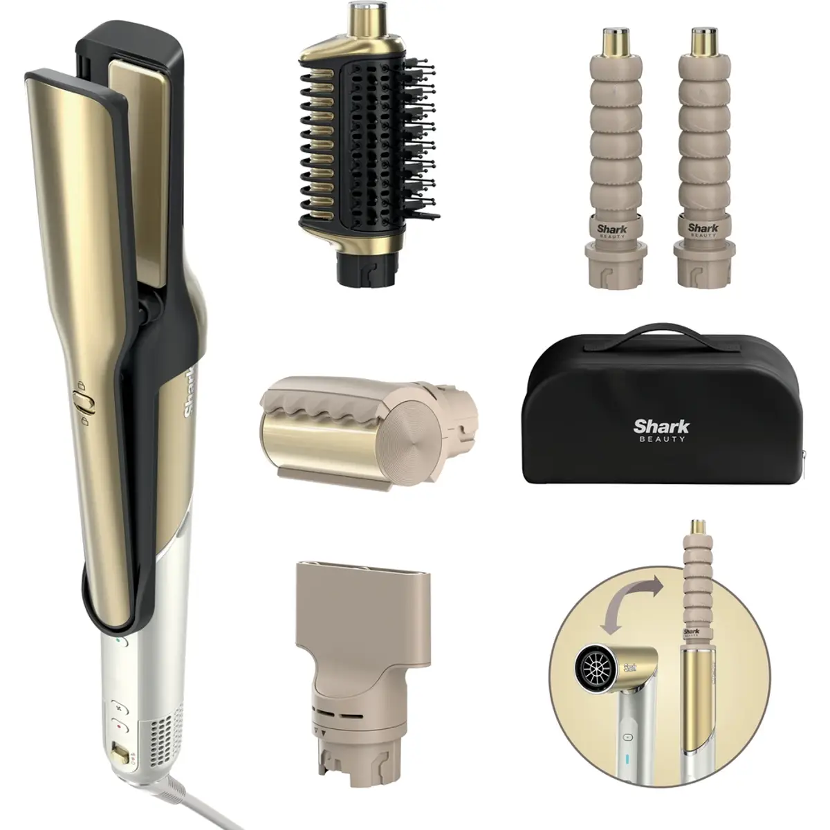 Shark Glam 5-en-1 HD6051SEU, coloris Or, Blanc, vue de face