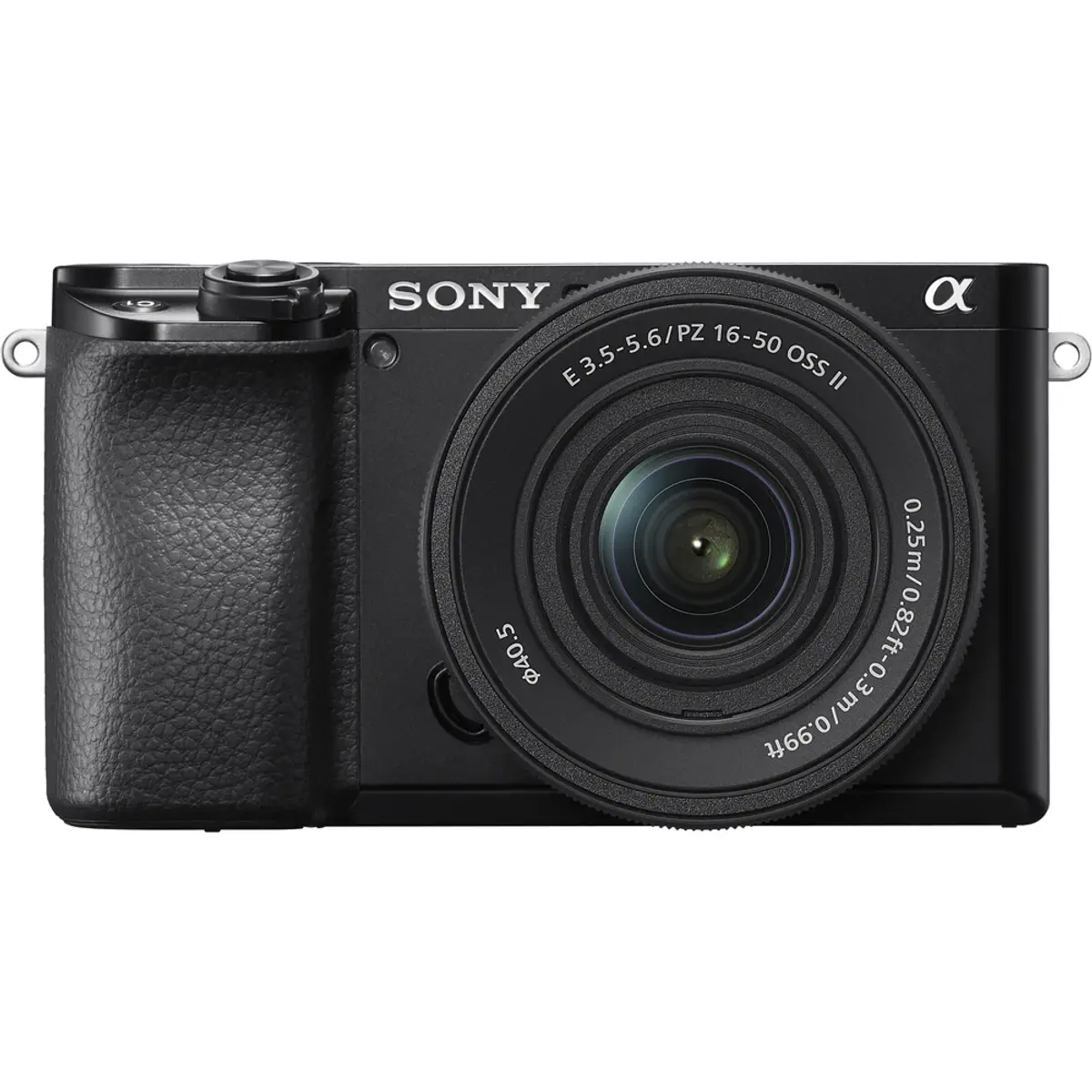 Sony Alpha A6100 + 16-50mm f/3.5-5.6 OSS II, coloris Noir, vue de face
