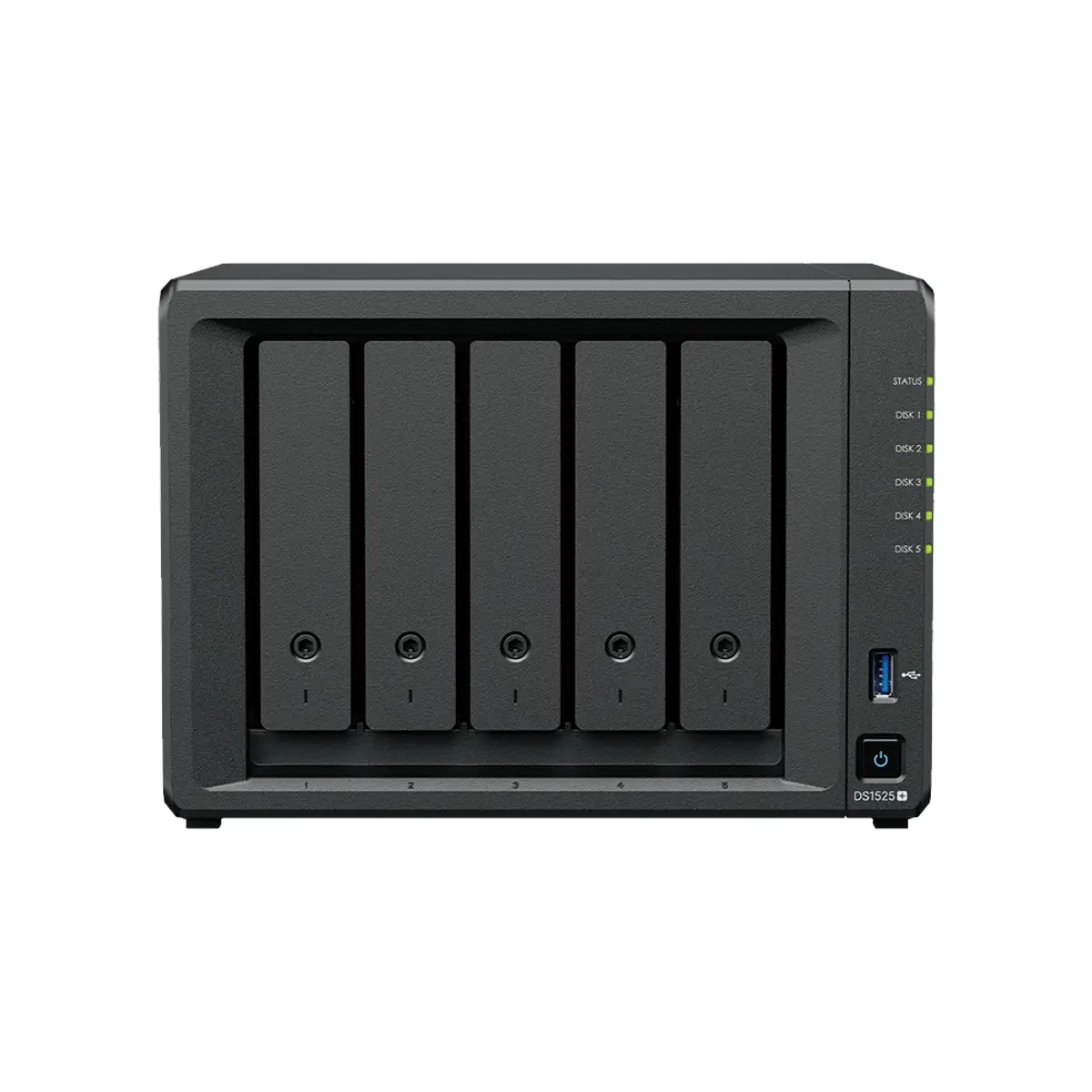 Synology DS1525+, coloris Noir, vue de face