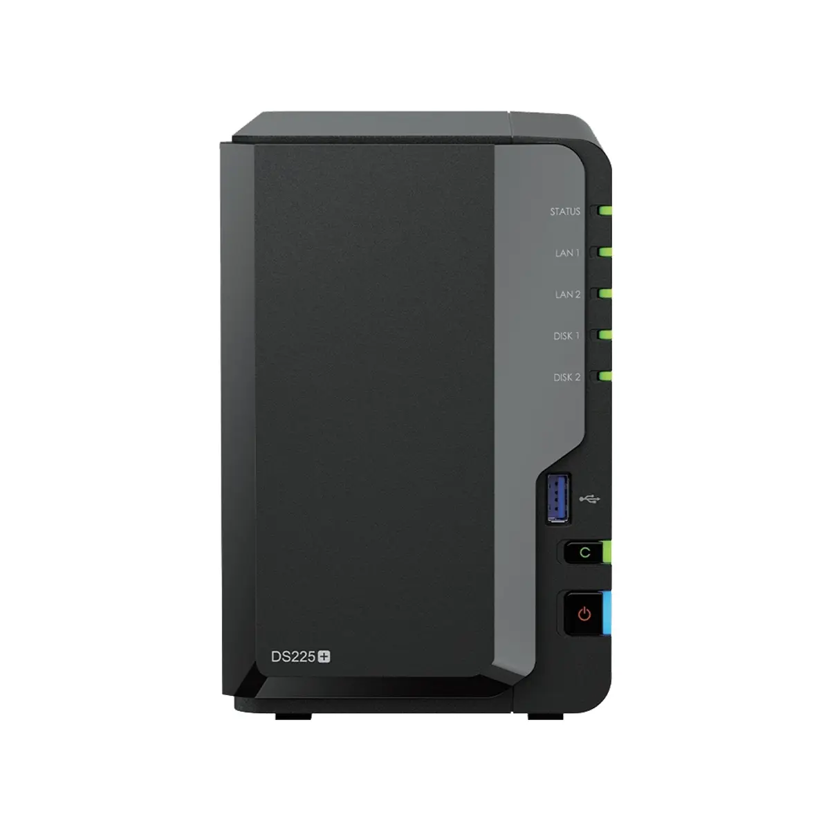 Synology DS225+, coloris Noir, vue de face