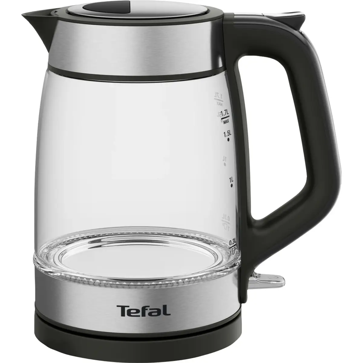Tefal Glass Kettle KI6058, coloris Transparent, Noir, vue de face