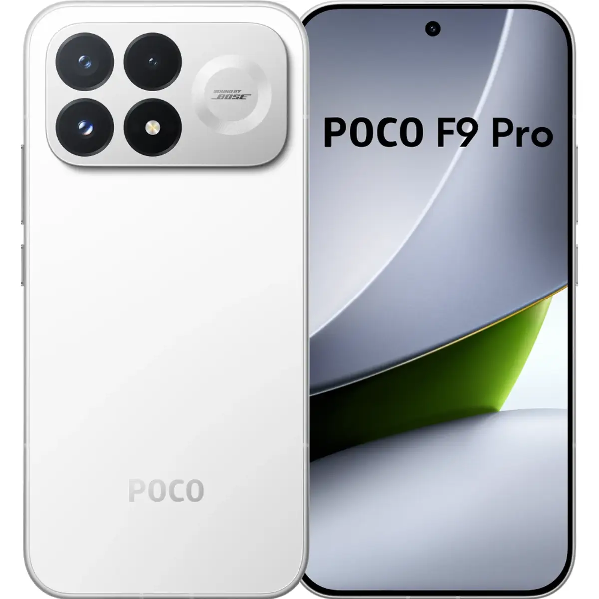 Xiaomi POCO F9 Pro 5G, coloris Blanc, vue de face