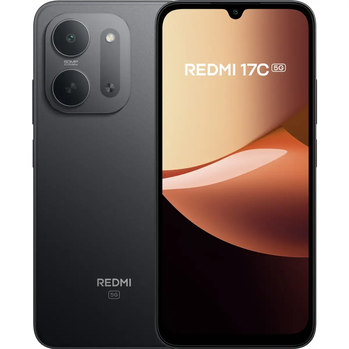 Xiaomi Redmi 17C 128 Go Noir 5G, coloris Noir, vue de face